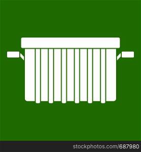 Garbage tank icon white isolated on green background. Vector illustration. Garbage tank icon green