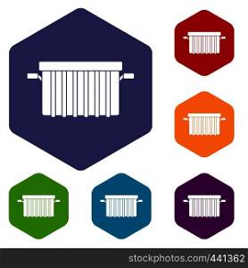 Garbage tank icons set hexagon isolated vector illustration. Garbage tank icons set hexagon
