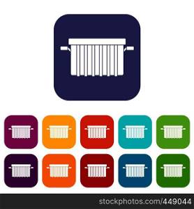 Garbage tank icons set vector illustration in flat style In colors red, blue, green and other. Garbage tank icons set flat