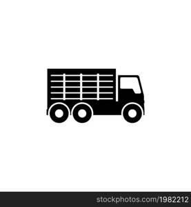 Garbage Truck. Flat Vector Icon. Simple black symbol on white background. Garbage Truck Flat Vector Icon