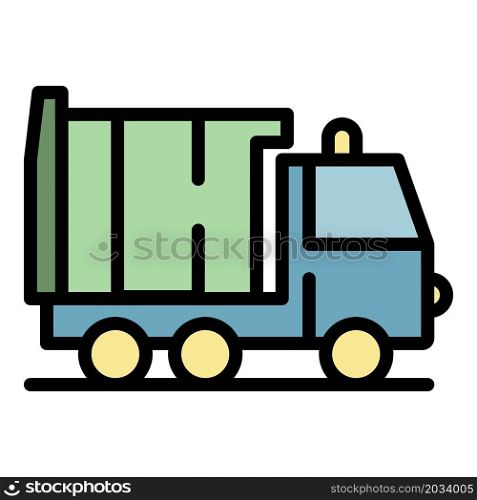 Garbage truck icon. Outline garbage truck vector icon color flat isolated. Garbage truck icon color outline vector