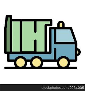 Garbage truck icon. Outline garbage truck vector icon color flat isolated. Garbage truck icon color outline vector