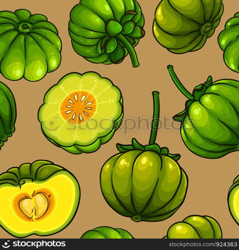 garcinia vector pattern on color background. garcinia vector pattern