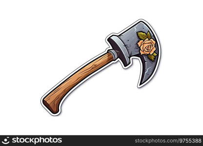 Garden axe sticker cartoon. Vector illustration design.