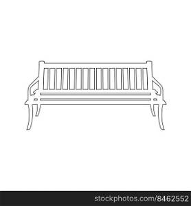 Garden bench, public park furniture design. Front view wooden bench with a backrest. Flat vector illustration isolated on white background.. Garden bench, public park furniture design. Flat vector illustration isolated on white