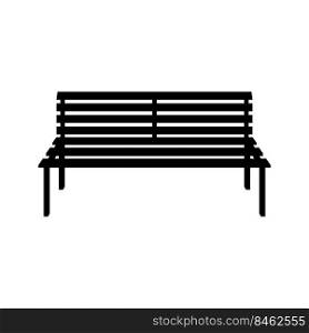 Garden bench, public park furniture design. Front view wooden bench with a backrest. Flat vector illustration isolated on white background.. Garden bench, public park furniture design. Flat vector illustration isolated on white