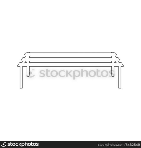 Garden bench, public park furniture design. Front view wooden bench without a backrest. Flat vector illustration isolated on white background.. Garden bench, public park furniture design. Flat vector illustration isolated on white