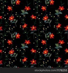 Garden botanical red flowers seamless pattern