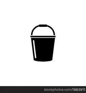 Garden Bucket, Container for Water. Flat Vector Icon illustration. Simple black symbol on white background. Garden Bucket, Container for Water sign design template for web and mobile UI element. Garden Bucket, Container for Water Flat Vector Icon