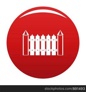 Garden fence icon. Simple illustration of garden fence vector icon for any design red. Garden fence icon vector red