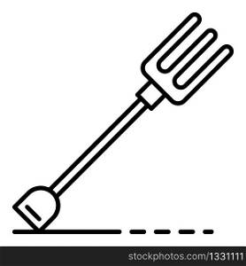 Garden fork icon. Outline garden fork vector icon for web design isolated on white background. Garden fork icon, outline style