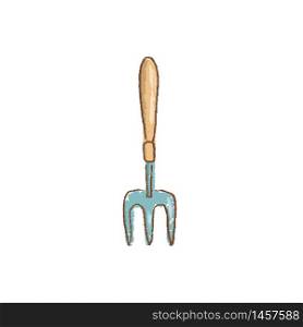 garden fork, Trowel the mortar on white background Hand-Drawn gardening tools, spring hobby, Healthy lifestyle, Farm bio products Vector illustration. garden fork, Trowel the mortar on white background Hand-Drawn gardening tools, spring hobby,