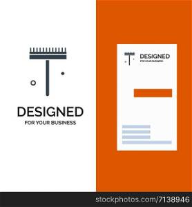 Garden, Gardener, Rake, Shovel Grey Logo Design and Business Card Template
