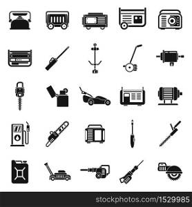 Garden gasoline tools icons set. Simple set of garden gasoline tools vector icons for web design on white background. Garden gasoline tools icons set, simple style