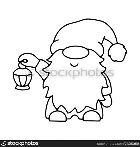 Garden Gnome. Coloring book page for kids. Cartoon style character. Vector illustration isolated on white background.