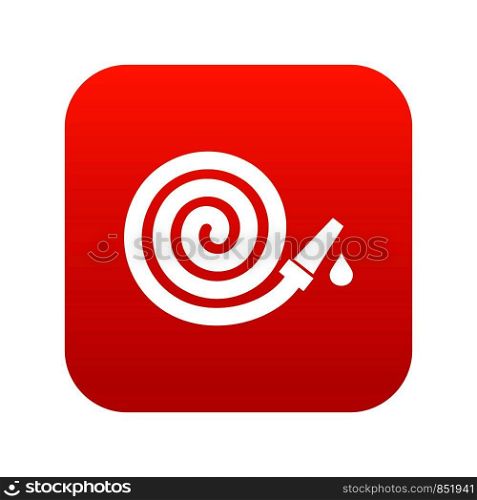 Garden hose icon digital red for any design isolated on white vector illustration. Garden hose icon digital red