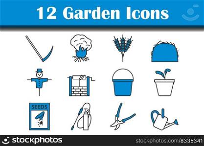 Garden Icon Set. Editable Bold Outline With Color Fill Design. Vector Illustration.