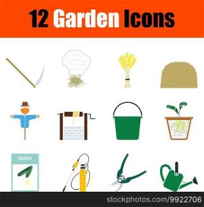 Garden Icon Set. Flat Design. Fully editable vector illustration. Text expanded.