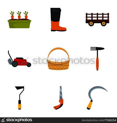 Garden icon set. Flat set of 9 garden vector icons for web design. Garden icon set, flat style