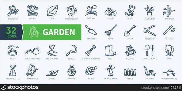 Garden Icons Pack. Thin line icons set. Flaticon collection set. Simple vector icons