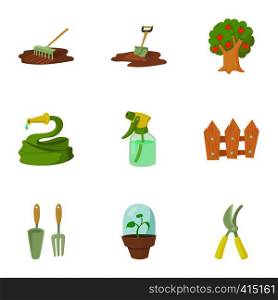 Garden icons set. Cartoon illustration of 9 garden vector icons for web. Garden icons set, cartoon style