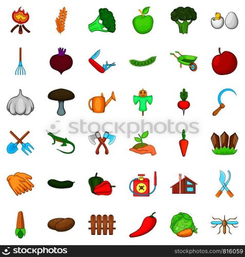 Garden icons set. Cartoon style of 36 garden vector icons for web isolated on white background. Garden icons set, cartoon style
