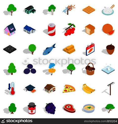 Garden icons set. Isometric style of 36 garden vector icons for web isolated on white background. Garden icons set, isometric style