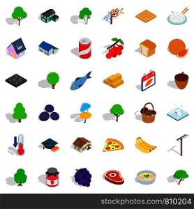 Garden icons set. Isometric style of 36 garden vector icons for web isolated on white background. Garden icons set, isometric style
