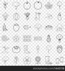 Garden icons set. Outline style of 36 garden vector icons for web for any design. Garden icons set, outline style