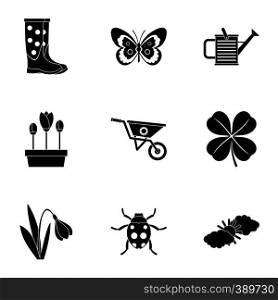 Garden icons set. Simple illustration of 9 garden vector icons for web. Garden icons set, simple style