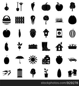 Garden icons set. Simple style of 36 garden vector icons for web isolated on white background. Garden icons set, simple style