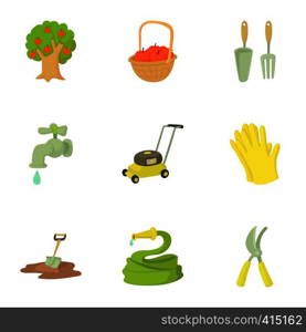 Garden maintenance icons set. Cartoon illustration of 9 garden maintenance vector icons for web. Garden maintenance icons set, cartoon style