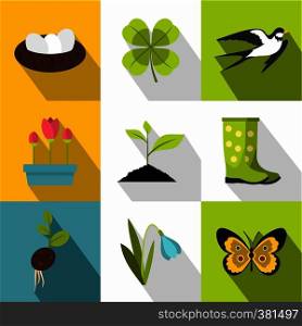 Garden maintenance icons set. Flat illustration of 9 garden maintenance vector icons for web. Garden maintenance icons set, flat style