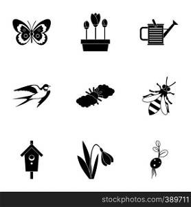 Garden maintenance icons set. Simple illustration of 9 garden maintenance vector icons for web. Garden maintenance icons set, simple style
