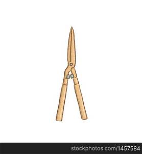Garden pruner or scissors or secateurs isolated on white background Hand-Drawn gardening tools, spring hobby, Healthy lifestyle, Farm bio products Vector illustration. Professional garden pruner or scissors or secateurs isolated on white background with clipping paths