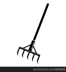Garden rake icon. Simple illustration of garden rake vector icon for web design isolated on white background. Garden rake icon, simple style