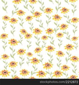 Garden rudbeckia flower seamless pattern. Beautiful yellow flower in the meadow, symbol of the sun. Garden rudbeckia flower seamless pattern. Beautiful yellow flower, symbol of the sun