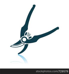 Garden Scissors Icon. Shadow Reflection Design. Vector Illustration.