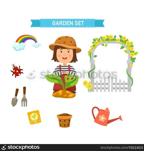 garden set vector illustration