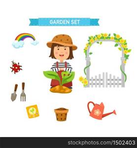 garden set vector illustration