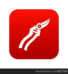 Garden shears icon digital red for any design isolated on white vector illustration. Garden shears icon digital red