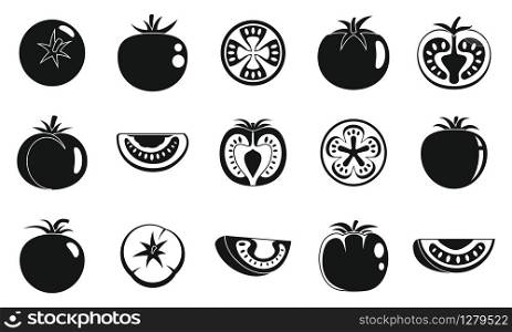 Garden tomato icons set. Simple set of garden tomato vector icons for web design on white background. Garden tomato icons set, simple style