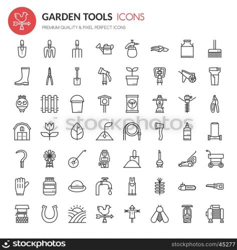 Garden Tool Icons , Thin Line and Pixel Perfect Icons