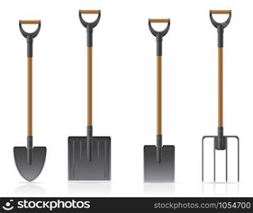 garden tool shovel and pitchfork vector illustration isolated on white background
