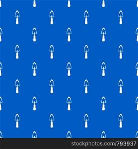 Garden trowel pattern repeat seamless in blue color for any design. Vector geometric illustration. Garden trowel pattern seamless blue