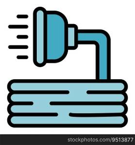 Garden water hose icon outline vector. Irrigation system. Farm pipe color flat. Garden water hose icon vector flat