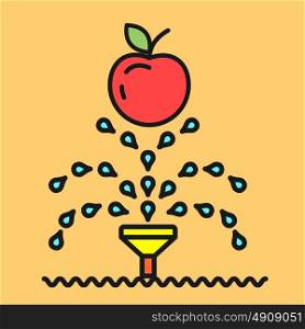 Garden. Watering fruit. Vector icon. Irrigation system for the plants.