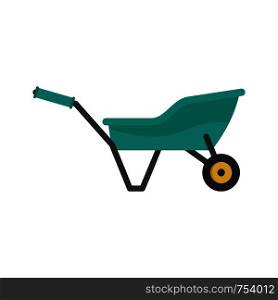 Garden wheelbarrow icon. Flat illustration of garden wheelbarrow vector icon for web isolated on white. Garden wheelbarrow icon, flat style