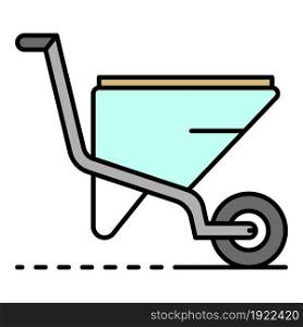 Garden wheelbarrow icon. Outline garden wheelbarrow vector icon color flat isolated on white. Garden wheelbarrow icon color outline vector