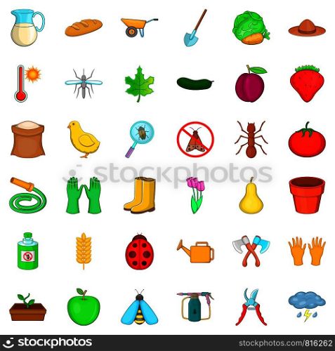 Garden work icons set. Cartoon style of 36 garden work vector icons for web isolated on white background. Garden work icons set, cartoon style